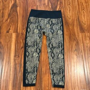 Fabletics Black and Tan Snake Print Leggings